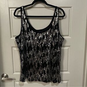 Calvin Klein Black and Silver Sequin Tank Top